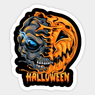 halloween pumpkin half skull looks spooky cool editable layers artwork Sticker